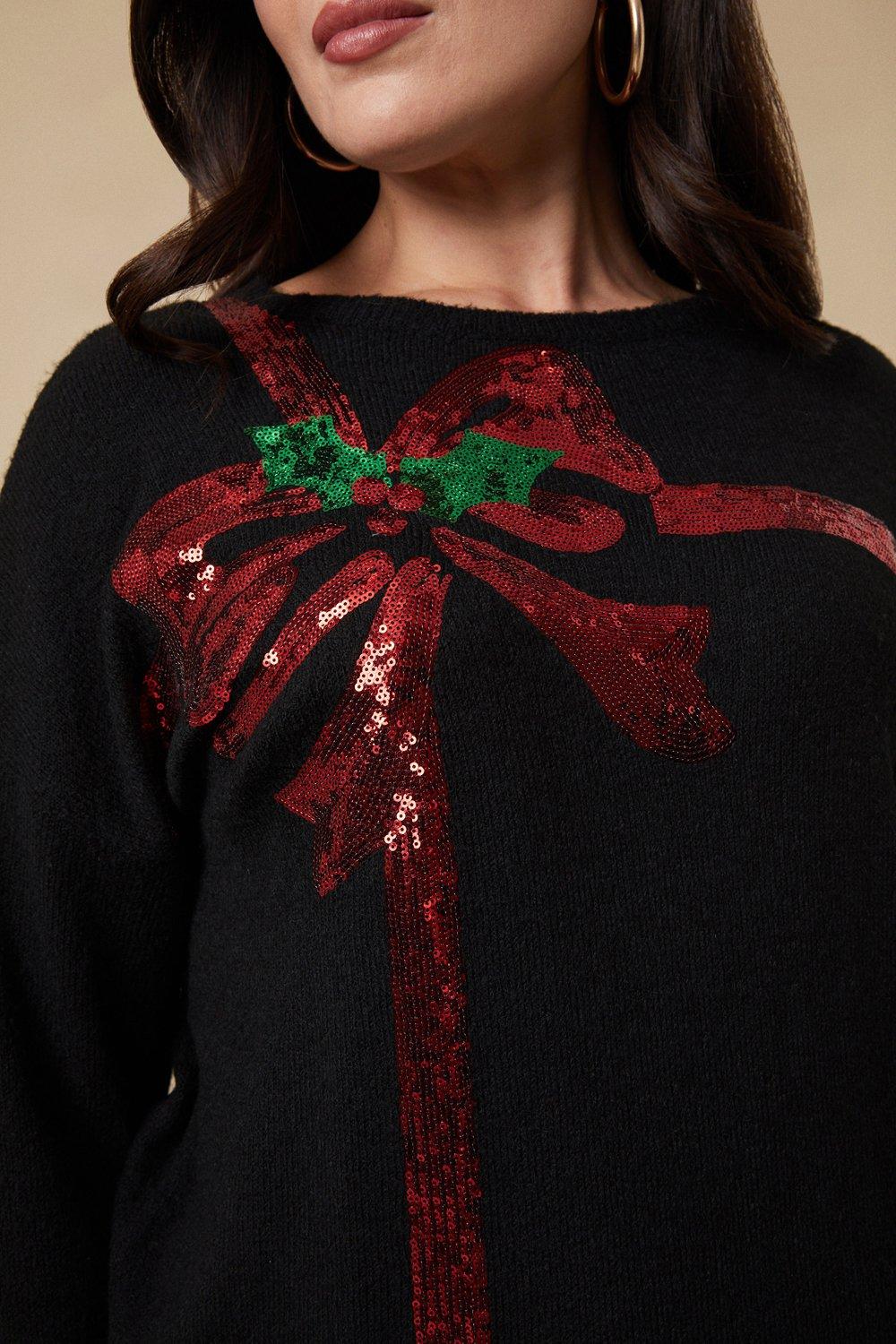 Christmas jumper outlet with sequin bow