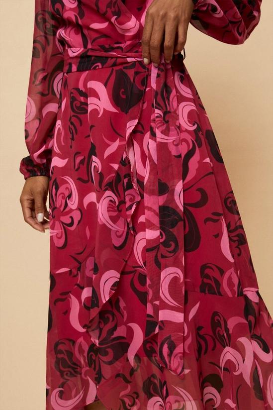 Wallis Tall Pink Graphic Wrap Dress 4