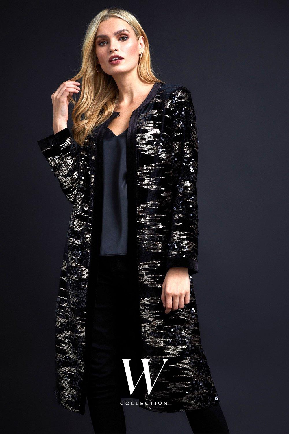 Sequin deals longline jacket