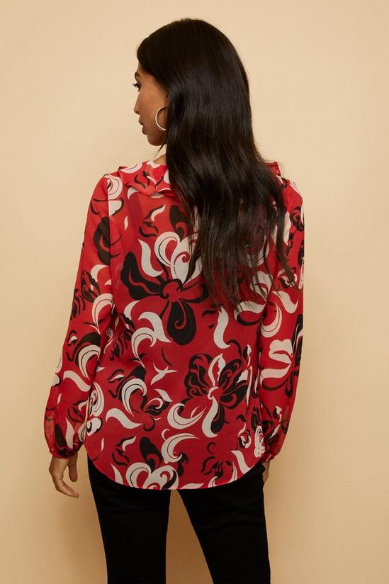Wallis Red Graphic Ruffle Front Top 3