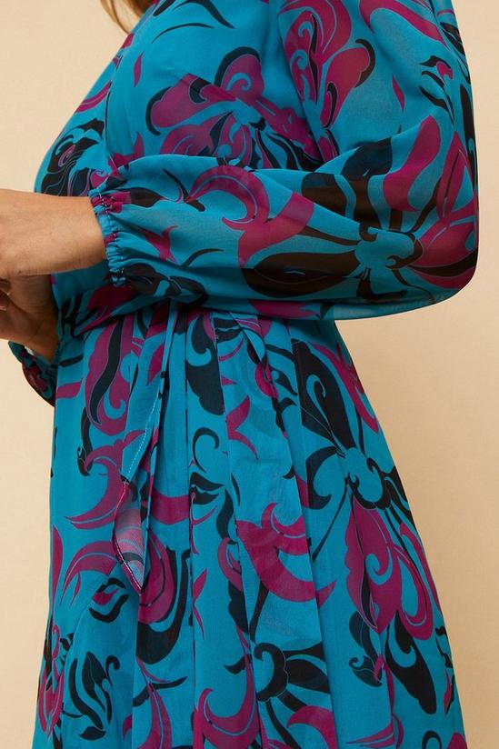 Wallis Petite Blue Graphic Wrap Dress 4