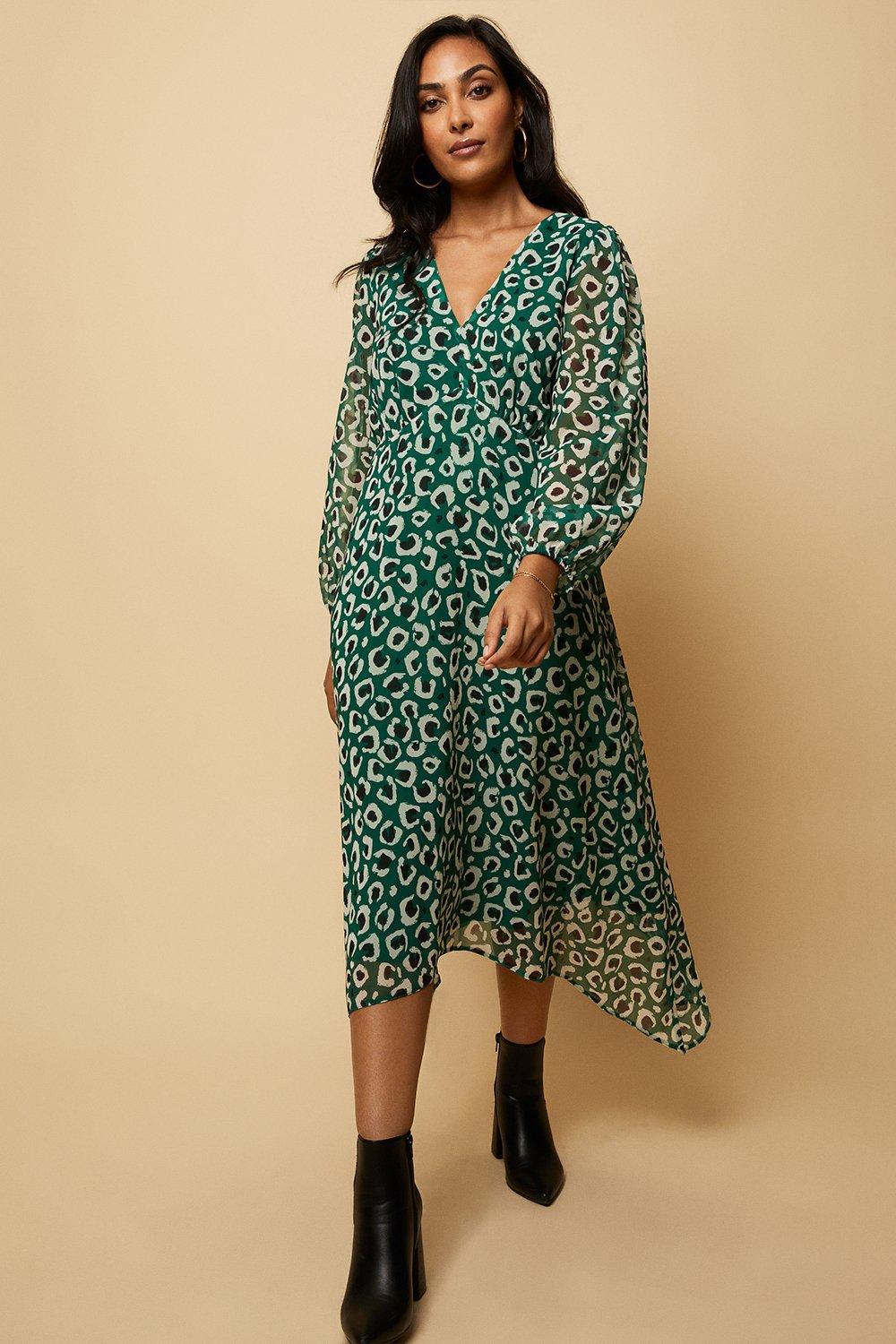 Wallis green outlet leopard dress