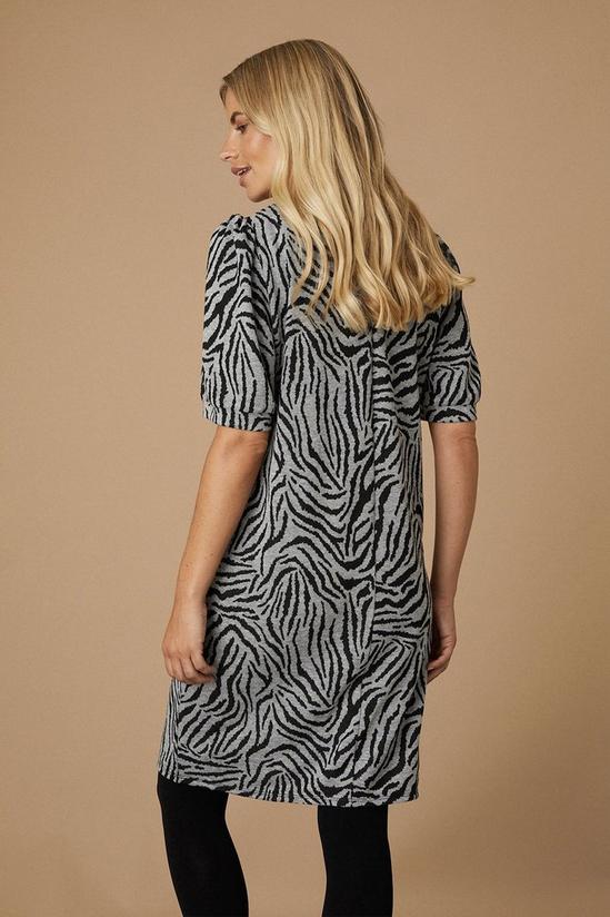 Wallis Petite Zebra Jacquard Puff Sleeve Dress 3