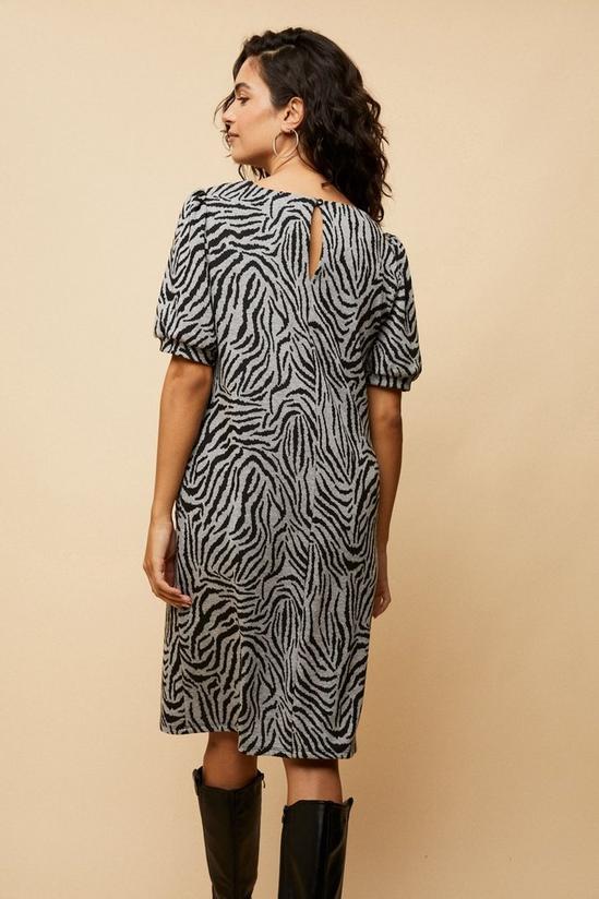 Wallis Tall Zebra Jacquard Puff Sleeve Dress 3