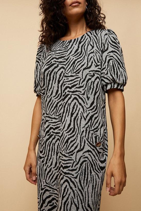 Wallis Tall Zebra Jacquard Puff Sleeve Dress 4
