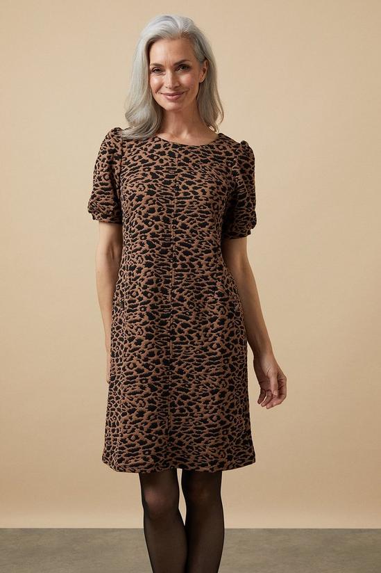 Wallis Animal Jacquard Puff Sleeve Dress 2