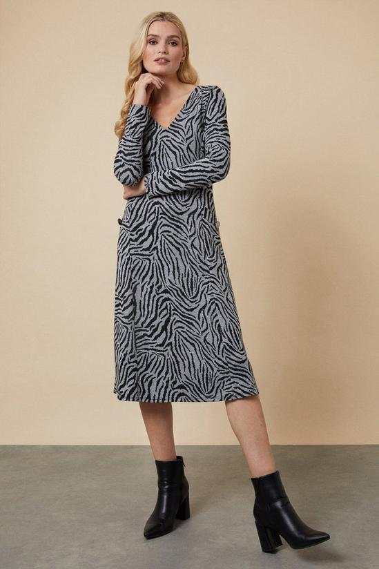 Wallis Grey Zebra Jersey Jacquard Midi Dress 1