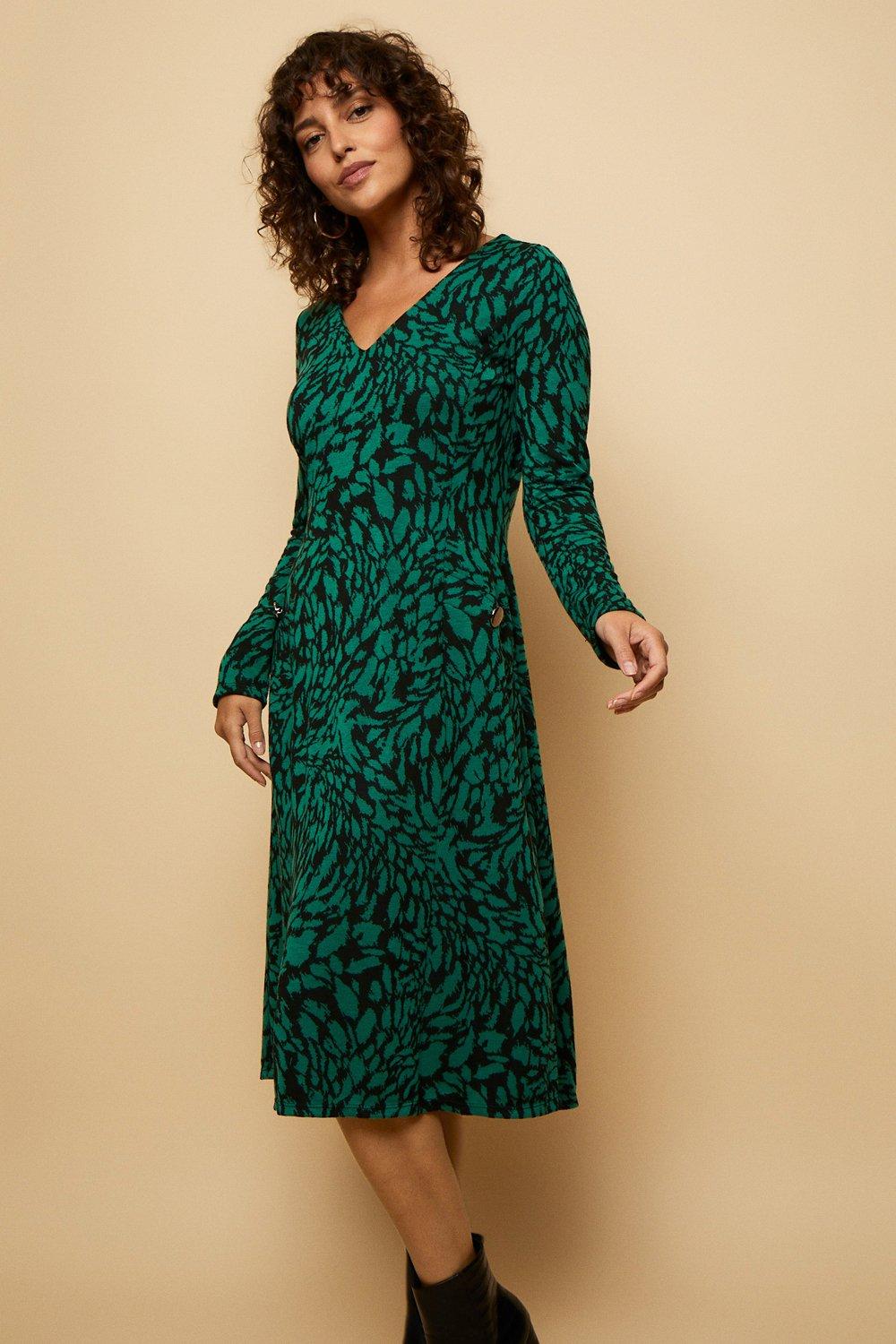 Wallis green leopard print dress sale