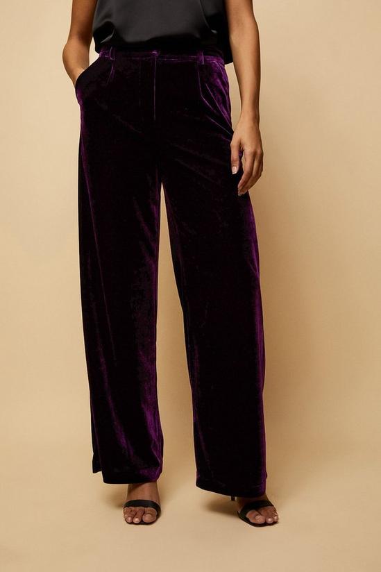 Wallis Purple Wide Leg Velvet Trousers 2