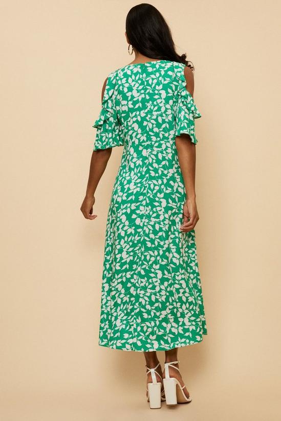 Wallis Green Leaf Printed Cold Shoulder Dress 3