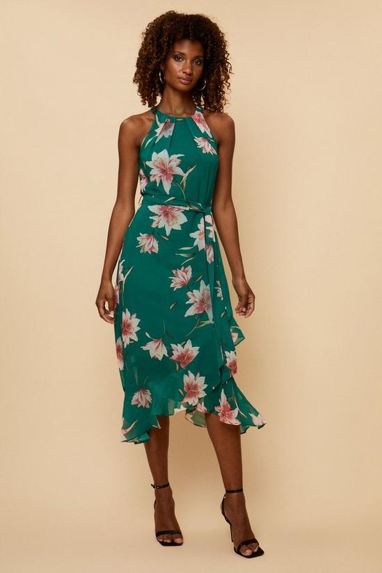 Wallis Green Floral Layered Fit & Flare Dress 1