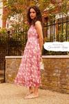 Wallis Pink Floral Ruffle Halter Maxi Dress thumbnail 1