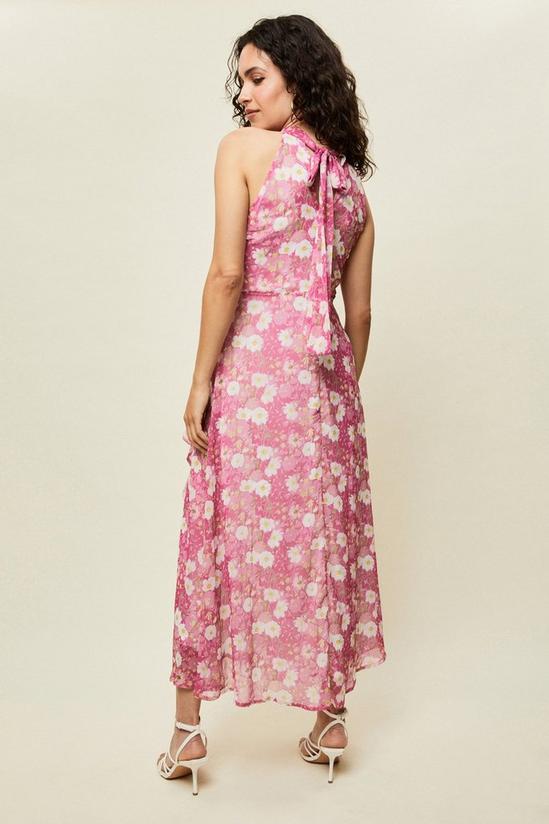 Wallis Pink Floral Ruffle Halter Maxi Dress 3