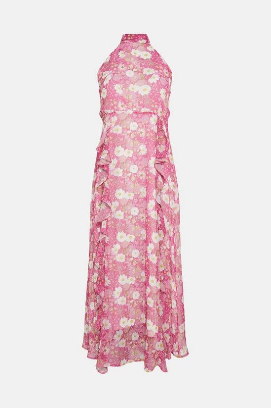 Wallis Pink Floral Ruffle Halter Maxi Dress 5