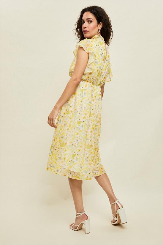 Wallis Petite Yellow Floral High Neck Midi Dress 3