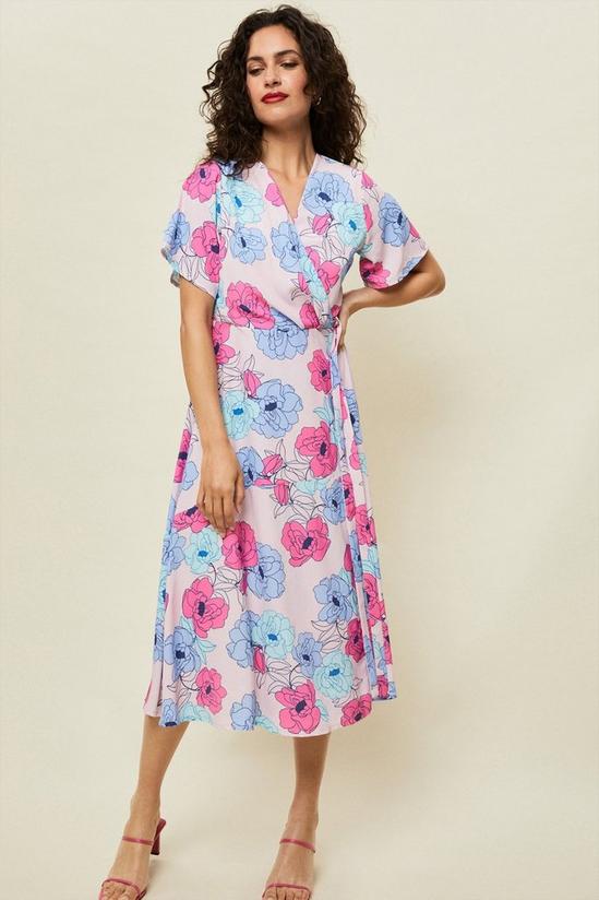 Wallis Petite Pink Floral Print Wrap Midi Dress 2