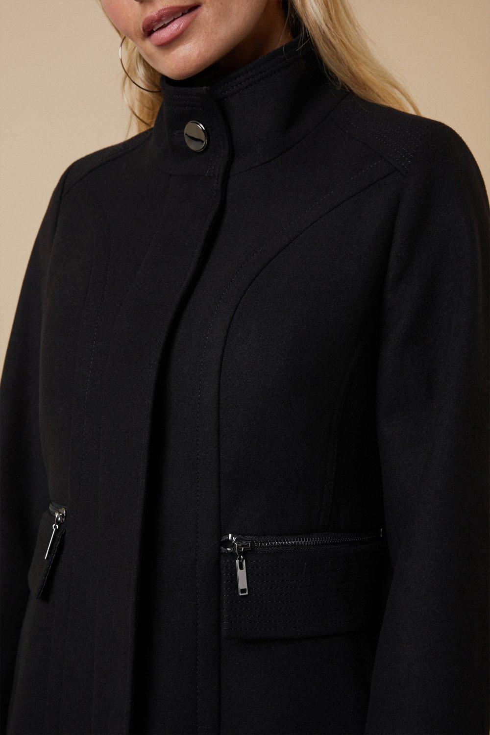 Wallis black funnel neck on sale coat