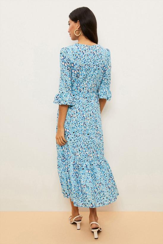 Wallis Blue Abstract Ruffle Sleeve Midi Dress 3