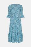 Wallis Blue Abstract Ruffle Sleeve Midi Dress thumbnail 5
