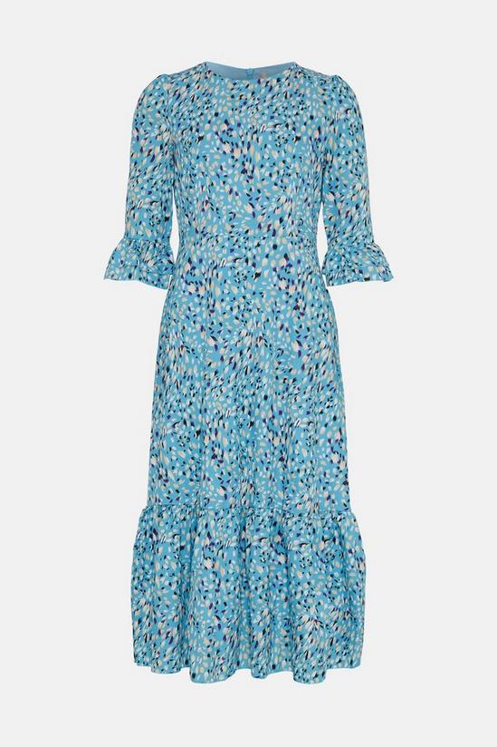 Wallis Blue Abstract Ruffle Sleeve Midi Dress 5