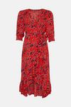 Wallis Petite Red Abstract Wrap Ruffle Front Dress thumbnail 5