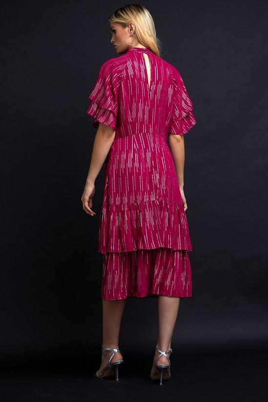 Wallis Metallic Stripe Ruffle Hem Midi Dress 3
