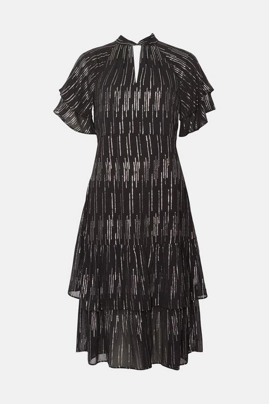Wallis Metallic Stripe Ruffle Hem Midi Dress 5