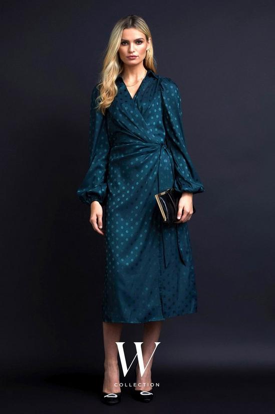 Wallis Jacquard Spot Wrap Midi Dress 1