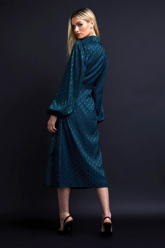 Wallis Jacquard Spot Wrap Midi Dress 3
