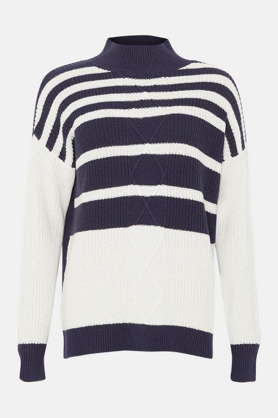 Wallis Ivory Cable Striped High Neck Jumper 5