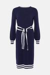 Wallis Navy Tipped Belted Knitted Dress thumbnail 5