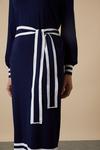 Wallis Navy Tipped Belted Knitted Dress thumbnail 6