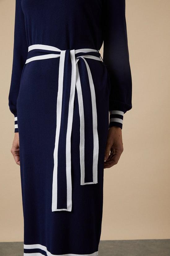 Wallis Navy Tipped Belted Knitted Dress 6