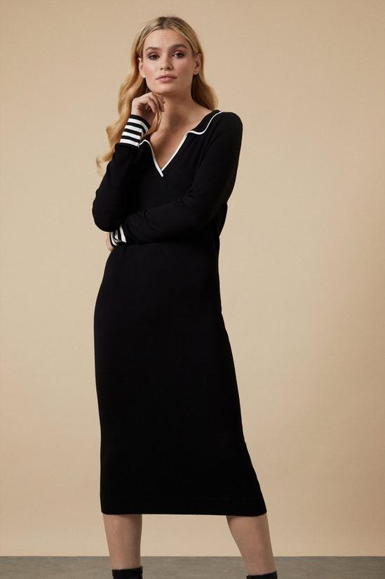 Wallis Black Tipped Collar Knitted Dress 1