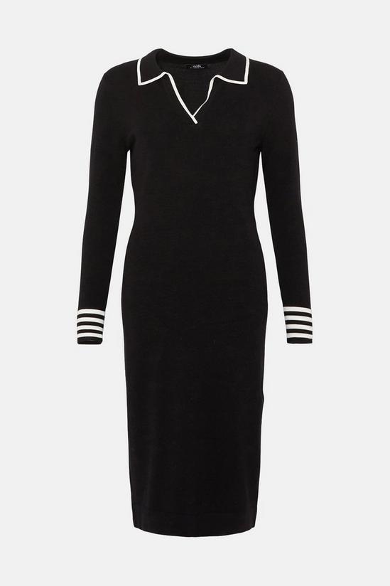 Wallis Black Tipped Collar Knitted Dress 5