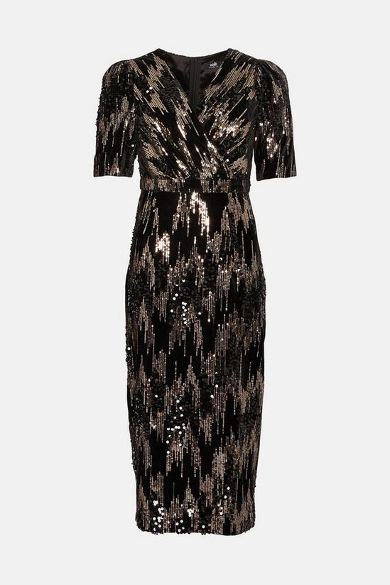 Wallis Sequin Velvet Wrap Midi Dress 5