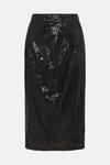 Wallis Black Sequin Midi Skirt thumbnail 5