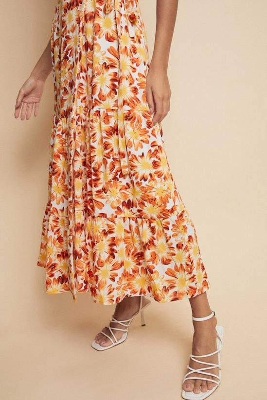 Wallis Orange Floral Frill Detail Tiered Hem Dress 4