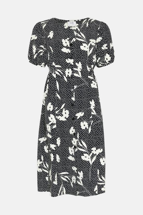 Wallis Petite Black Sketch Floral Woven Midi Dress 5