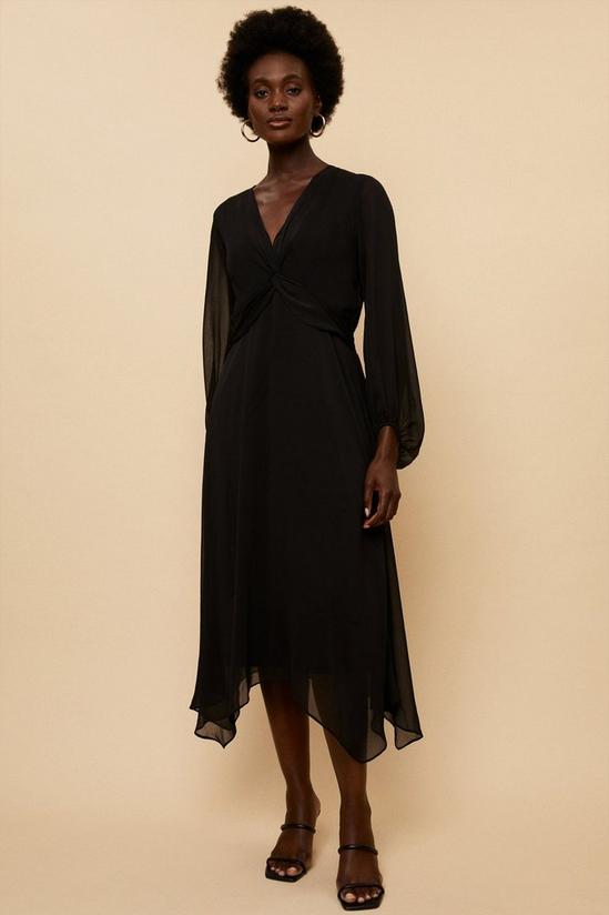 Wallis Sheer Sleeve Twist Front Dress 1
