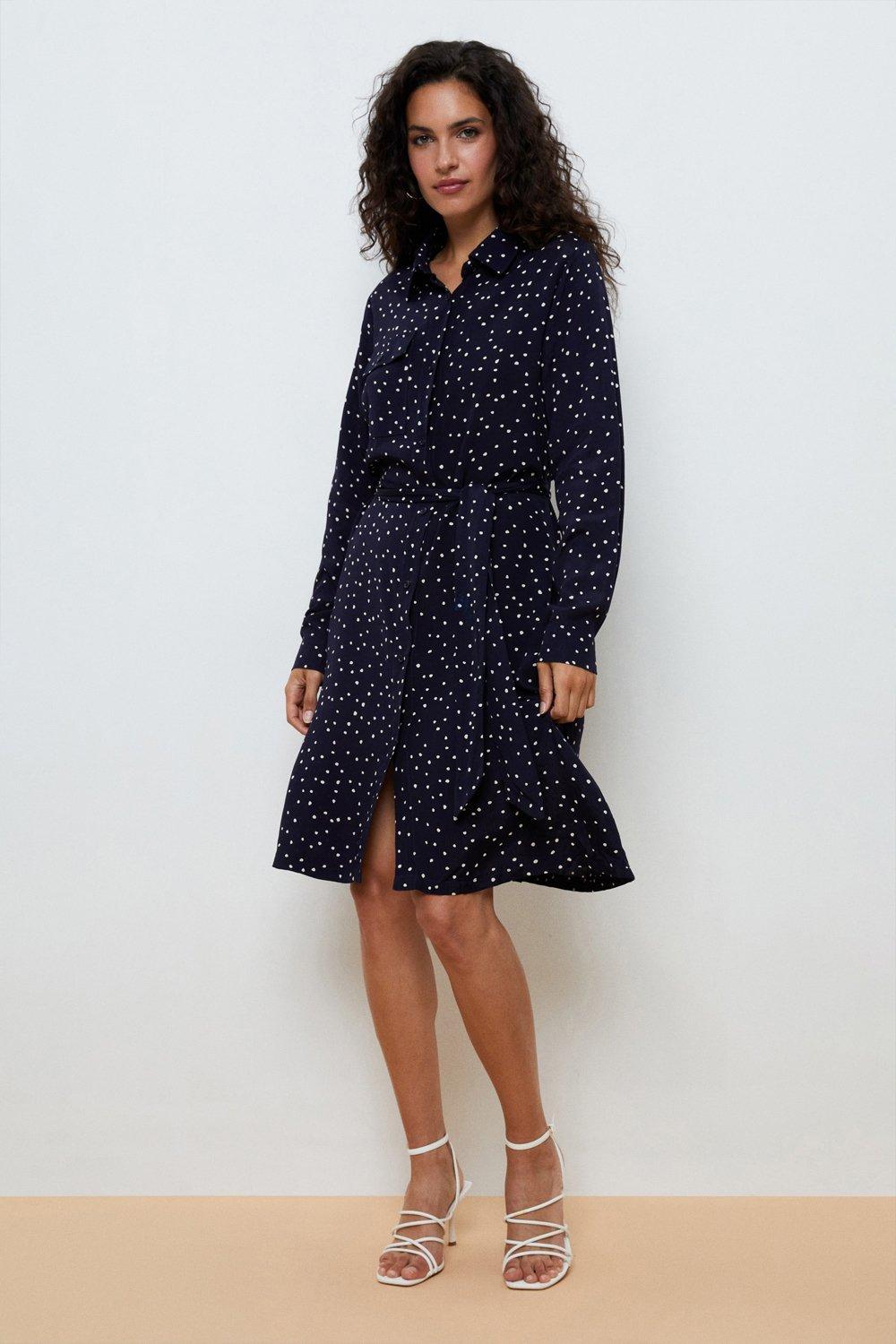 Dresses Navy Spot Pocket Detail Shirt Dress Wallis