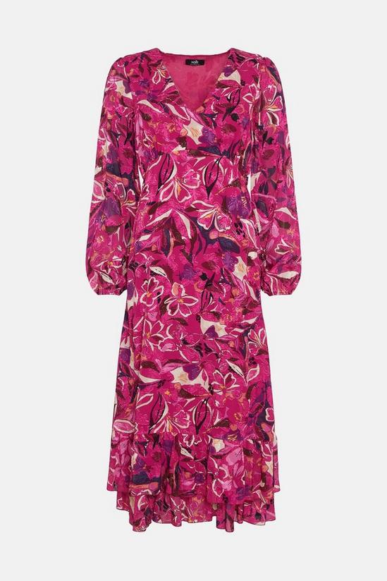 Wallis Jacquard Floral V Neck Midi Dress 5