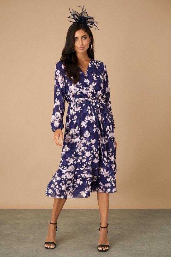 Wallis Jacquard Floral Wrap Midi Dress 2