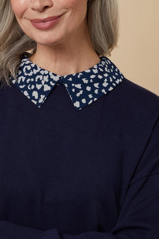 Wallis Navy woven Collar Knitted Tunic 4