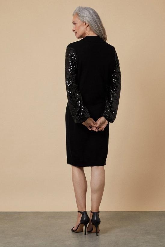 Wallis Sequin Sleeve Black High Neck Knitted Dress 3