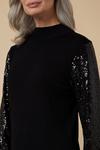 Wallis Sequin Sleeve Black High Neck Knitted Dress thumbnail 4