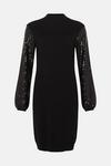 Wallis Sequin Sleeve Black High Neck Knitted Dress thumbnail 5