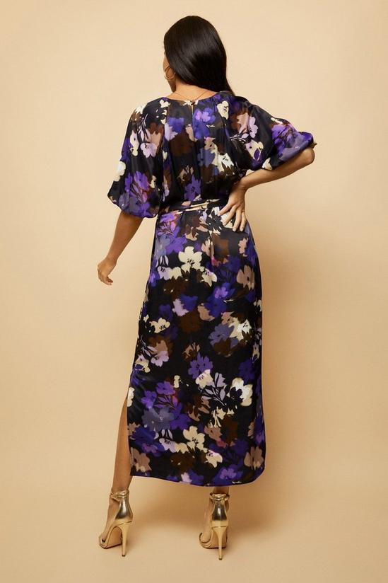 Wallis Purple Floral Satin Midi Dress 3