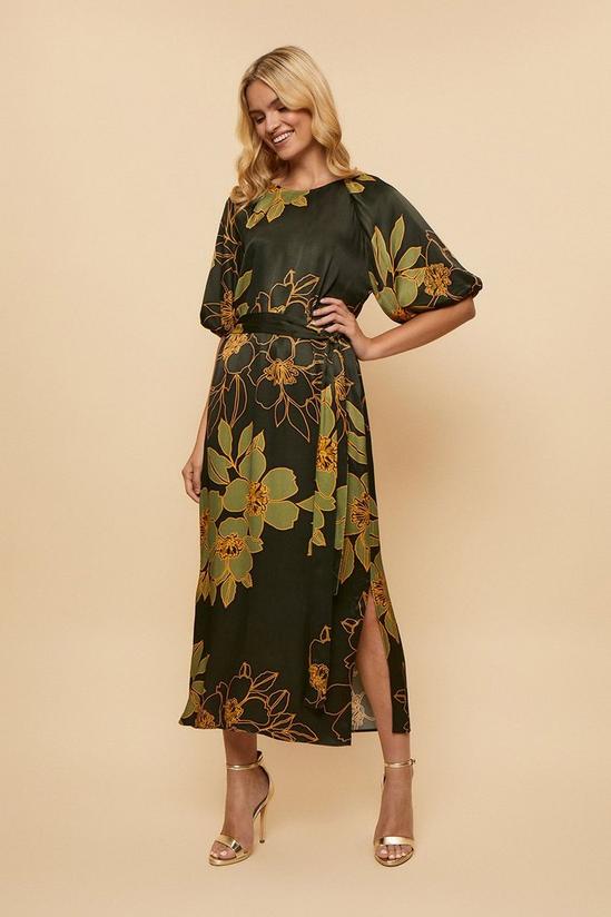 Wallis Green Floral Satin Midi Dress 2