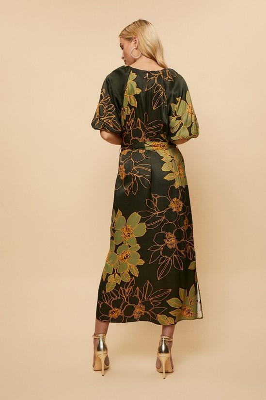 Wallis Green Floral Satin Midi Dress 3